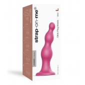 Розовая насадка Strap-On-Me Dildo Plug Beads size L - Strap-on-me - купить с доставкой в Новомосковске
