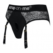 Черные трусики для насадок Diva Lingerie Harness - size L - Strap-on-me - купить с доставкой в Новомосковске