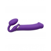 Фиолетовый безремневой вибрострапон Silicone Bendable Strap-On - size XL - Strap-on-me - купить с доставкой в Новомосковске