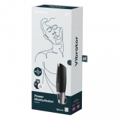 Черный мастурбатор с вибрацией Power Masturbator - Satisfyer - в Новомосковске купить с доставкой