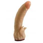 Телесная гелевая насадка-фаллос с клиторальными лепестками - 18,5 см. - LOVETOY (А-Полимер) - купить с доставкой в Новомосковске
