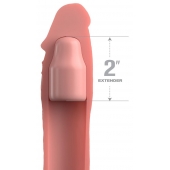 Телесная насадка-удлинитель 2 Inch Silicone X-tension with Strap - 20,3 см. - Pipedream - в Новомосковске купить с доставкой