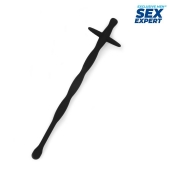 Черный силиконовый уретральный стимулятор - 15 см. - Sex Expert - купить с доставкой в Новомосковске