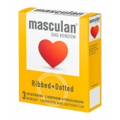 Презервативы с колечками и пупырышками Masculan Ribbed+Dotted - 3 шт. - Masculan - купить с доставкой в Новомосковске