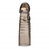 Дымчатая насадка-удлинитель Ribbed Realistic Penis Enhancing Sleeve Extension - 15,2 см. - BlueLine - в Новомосковске купить с доставкой