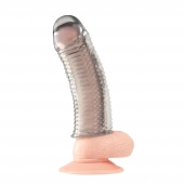 Текстурированная насадка на пенис Clear Textured Penis Enhancing Sleeve Extension - 16,5 см. - BlueLine - в Новомосковске купить с доставкой