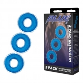 Комплект из трех голубых колец для эрекции 3-Pack Ultra-Stim Stretch Cock Rings - BlueLine - в Новомосковске купить с доставкой