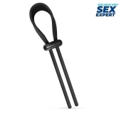 Черный ремень-лассо для усиления эрекции - Sex Expert - в Новомосковске купить с доставкой