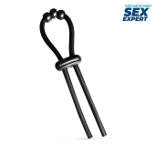 Черное эрекционное кольцо со стимулирующими бусинами - Sex Expert - в Новомосковске купить с доставкой