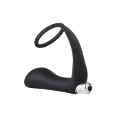 Черное эрекционное кольцо с вибропробкой Vibrating Anal Plug With Cockring - Dream Toys - в Новомосковске купить с доставкой