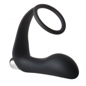 Черное эрекционное кольцо с вибропробкой Vibrating Anal Plug With Cockring - Dream Toys - в Новомосковске купить с доставкой