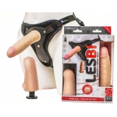 Телесный страпон Harness LESBI с вагинальной пробкой - 16,5 см. - LOVETOY (А-Полимер) - купить с доставкой в Новомосковске