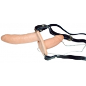 Телесный женский страпон с вагинальной пробкой Strap-On Duo - 15 см. - Orion - купить с доставкой в Новомосковске