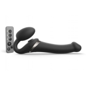 Черный безремневой страпон Multi Orgasm Size M с клиторальной стимуляцией - Strap-on-me - купить с доставкой в Новомосковске