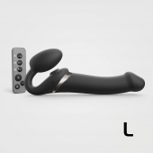 Черный безремневой страпон Multi Orgasm Size L с клиторальной стимуляцией - Strap-on-me - купить с доставкой в Новомосковске