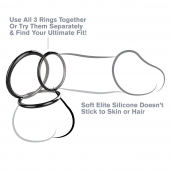 Набор из трех черных эрекционных колец Silicone 3-Ring Stamina Set - Pipedream - в Новомосковске купить с доставкой