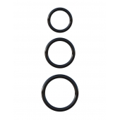 Набор из трех черных эрекционных колец Silicone 3-Ring Stamina Set - Pipedream - в Новомосковске купить с доставкой