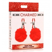Красные зажимы на соски с помпонами Pom Pom - XR Brands - купить с доставкой в Новомосковске