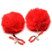 Красные зажимы на соски с помпонами Pom Pom - XR Brands - купить с доставкой в Новомосковске