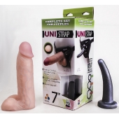 Страпон-унисекс с двумя насадками UNI strap 7  Harness - 19 и 16 см. - LOVETOY (А-Полимер) - купить с доставкой в Новомосковске