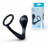 Черное эрекционное кольцо со стимулятором простаты Ringer Cock Ring   Plug - b-Vibe - в Новомосковске купить с доставкой