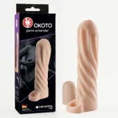 Телесная насадка-удлинитель Okoto со спиралевидным рельефом - 16 см. - Sitabella - в Новомосковске купить с доставкой