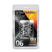 Прозрачная насадка с объёмными чёрточками STAY HARD COCK SLEEVE 06 CLEAR - Blush Novelties - в Новомосковске купить с доставкой