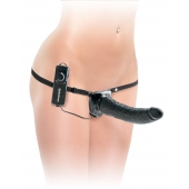 Черный страпон с вагинальной пробкой Deluxe Vibrating Penetrix Strap-On - 19 см. - Pipedream - купить с доставкой в Новомосковске