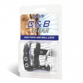 Утяжка на пенис на замочке Duo Cock And Ball Lock - BlueLine - купить с доставкой в Новомосковске