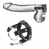 Утяжка на пенис на замочке Duo Cock And Ball Lock - BlueLine - купить с доставкой в Новомосковске