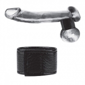 Чёрная утяжка на мошонку 1  Velcro Ball Stretcher - BlueLine - купить с доставкой в Новомосковске