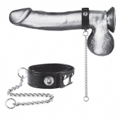 Утяжка на пенис с поводком Snap Cock Ring With 12  Leash - BlueLine - купить с доставкой в Новомосковске