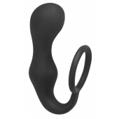 Чёрное эрекционное кольцо с анальной пробкой Double Pleasure Anal Plug - Lola Games - в Новомосковске купить с доставкой