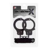 Чёрные наручники из листового металла в комплекте с веревкой BONDX METAL CUFFS LOVE ROPE SET - Dream Toys - купить с доставкой в Новомосковске