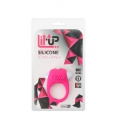 Розовое эрекционное кольцо с щеточкой LIT-UP SILICONE STIMU RING 5 - Dream Toys - в Новомосковске купить с доставкой