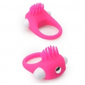 Розовое эрекционное кольцо с щеточкой LIT-UP SILICONE STIMU RING 5 - Dream Toys - в Новомосковске купить с доставкой