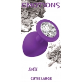 Большая фиолетовая анальная пробка Emotions Cutie Large с прозрачным кристаллом - 10 см. - Lola Games - купить с доставкой в Новомосковске