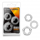 Набор из 3 прозрачных эрекционных колец Stay Hard Beaded Cockrings - Blush Novelties - в Новомосковске купить с доставкой