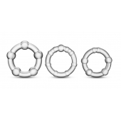 Набор из 3 прозрачных эрекционных колец Stay Hard Beaded Cockrings - Blush Novelties - в Новомосковске купить с доставкой