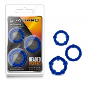 Набор из 3 синих эрекционных колец Stay Hard Beaded Cockrings - Blush Novelties - в Новомосковске купить с доставкой