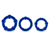 Набор из 3 синих эрекционных колец Stay Hard Beaded Cockrings - Blush Novelties - в Новомосковске купить с доставкой