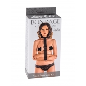 Ошейник с длинной лентой и наручниками Strap Bondage Kit Plus Size - Lola Games - купить с доставкой в Новомосковске