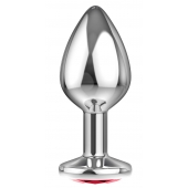 Большая серебристая анальная пробка Diamond Red Sparkle Large с красным кристаллом - 8 см. - Lola Games - купить с доставкой в Новомосковске
