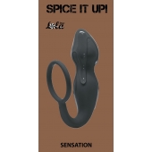 Серое эрекционное кольцо Sensation с анальным стимулятором - Lola Games - в Новомосковске купить с доставкой