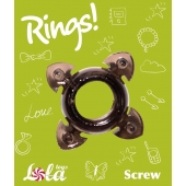 Чёрное эрекционное кольцо Rings Screw - Lola Games - в Новомосковске купить с доставкой