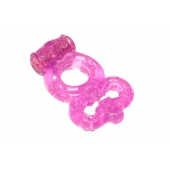 Розовое эрекционное кольцо Rings Treadle с подхватом - Lola Games - в Новомосковске купить с доставкой
