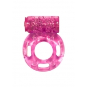 Розовое эрекционное кольцо с вибрацией Rings Axle-pin - Lola Games - в Новомосковске купить с доставкой