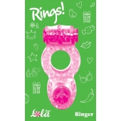 Розовое эрекционное кольцо с вибрацией Rings Ringer - Lola Games - в Новомосковске купить с доставкой