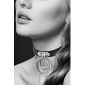 Черный чокер с двумя кольцами - Bijoux Pour Toi - купить с доставкой в Новомосковске