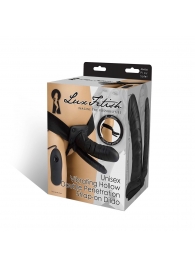 Полый страпон с двумя отростками и вибрацией Unisex Vibrating Hollow Strap-On Double Penetrating Dildo - 17,8 см. - Lux Fetish - купить с доставкой в Новомосковске